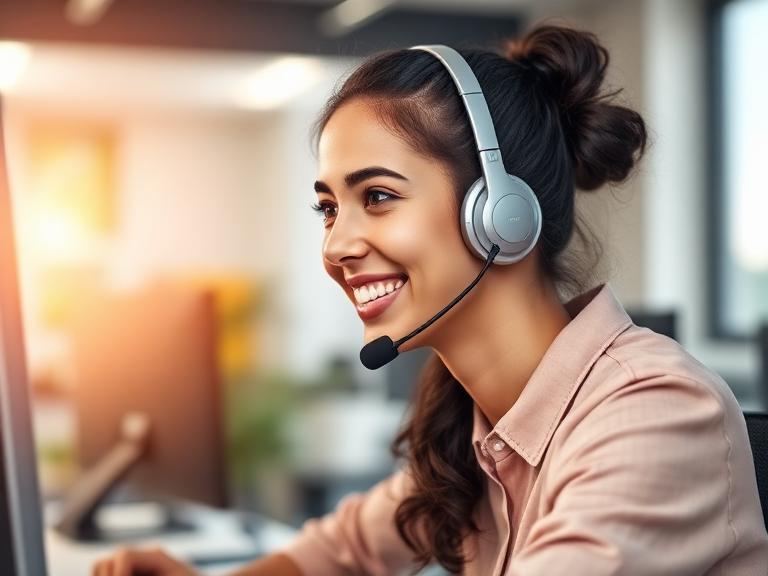 Customer support agent answering an inbound call